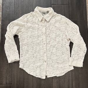 Chico's White Lace Button-Down Shirt